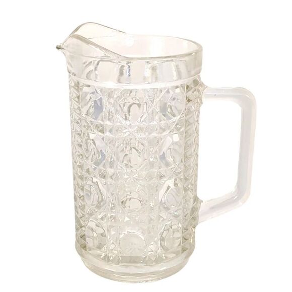 Glass Pitcher Federal Indiana Windsor Cane 16 oz - Picture 7 of 12